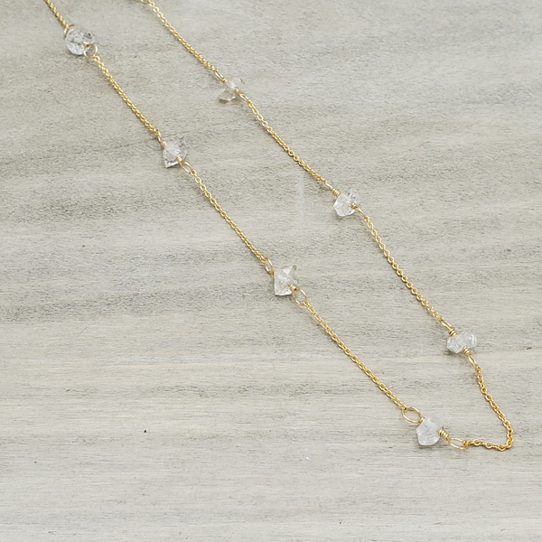 Herkimer Diamond Studded Choker on Gold