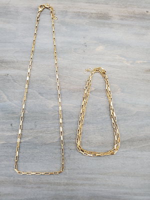 Gold Box Chain Choker Necklace or Wrap Bracelet
