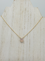 Rose Quartz Center Bead Necklace on Gold