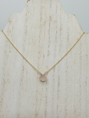 Rose Quartz Center Bead Necklace on Gold