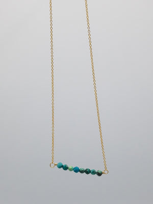 Chrysocolla Beaded Bar Necklace on Gold