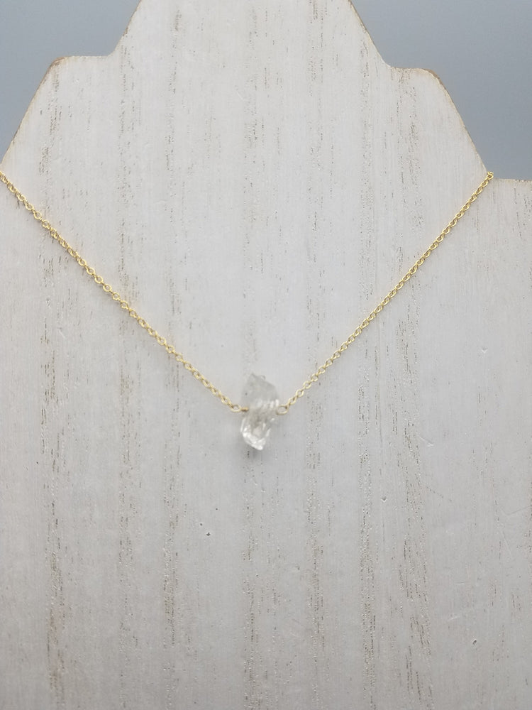 Raw Herkimer Diamond Necklace, Modern Rough Cut Crystal Pendant, Gold Chain  Quartz Diamond Pendant, Delicate Gemstone Pendant - Etsy