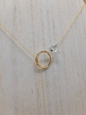 Herkimer Diamond "Drop-Thru" Necklace on Gold