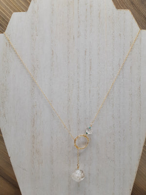 Herkimer Diamond "Drop-Thru" Necklace on Gold