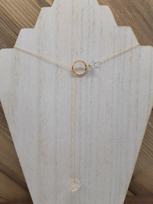 Herkimer Diamond "Drop-Thru" Necklace on Gold