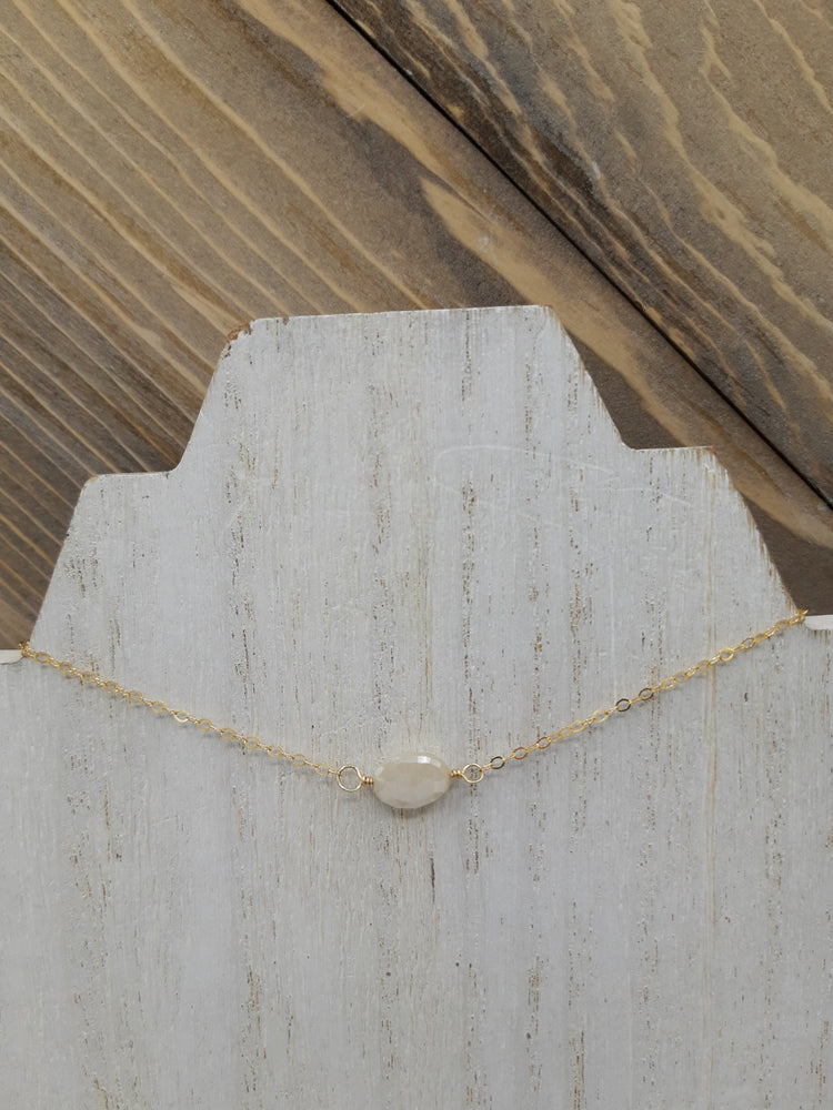 Silverite Center Bead Necklace on Gold
