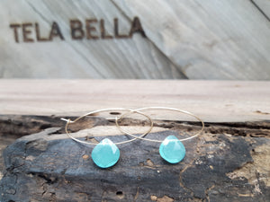 Blue Chalcedony Hoops