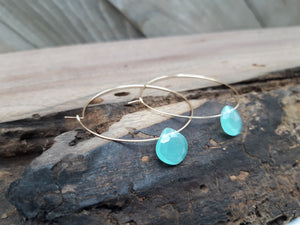 Blue Chalcedony Hoops