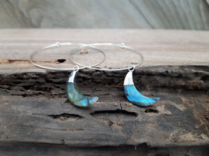 Labradorite Crescent Moon Hoop Earrings