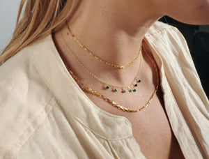 Gold Box Chain Layering Necklace