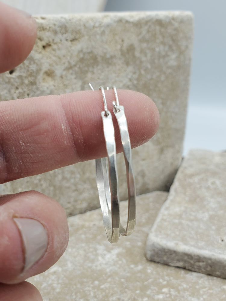 Hammered Sterling Silver Hoops with Lever