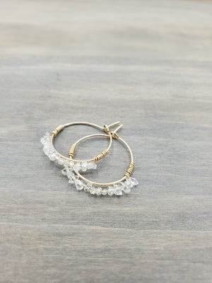 Herkimer Diamond Beaded Mini Hoops