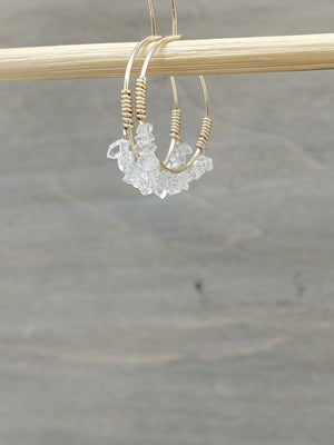 Herkimer Diamond Beaded Mini Hoops