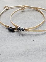 Rough Black Diamond Detail Hammered Hoops