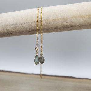 Labradorite Teardrop Threader Earring