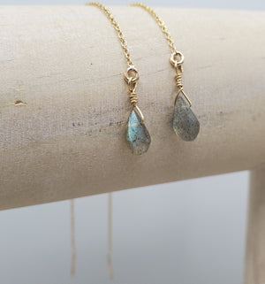 Labradorite Teardrop Threader Earring