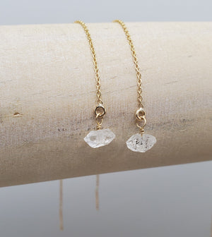 Raw Herkimer Diamond Threader Earring