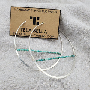 Turquoise Horizon Silver Hoops