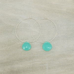 Blue Chalcedony Hoops