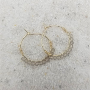 Smokey Quartz Beaded Mini Hoops