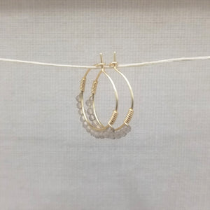 Smokey Quartz Beaded Mini Hoops