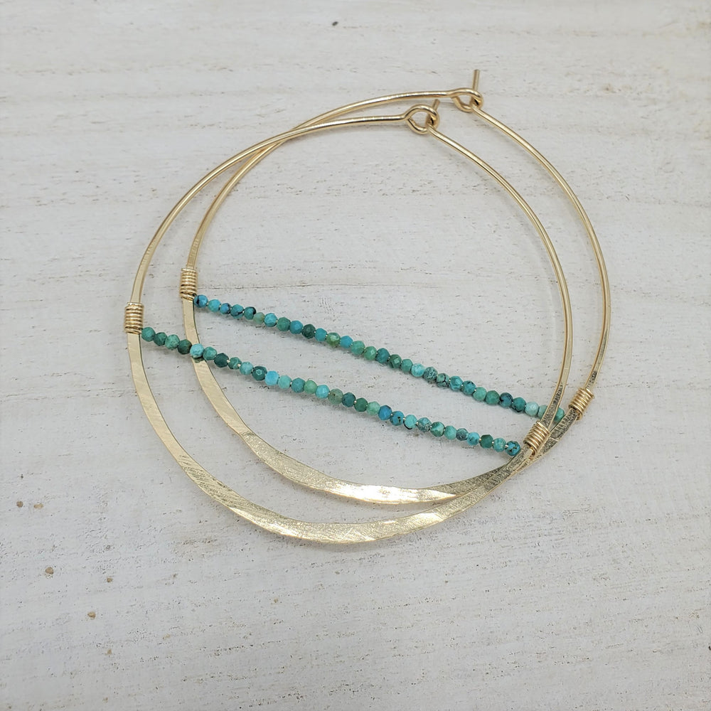 Turquoise Horizon Gold Hoop Earrings