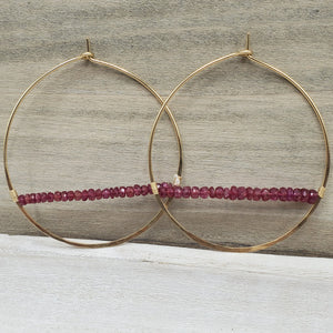 Ruby Horizon Gold Hoop Earrings