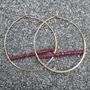 Ruby Horizon Gold Hoop Earrings