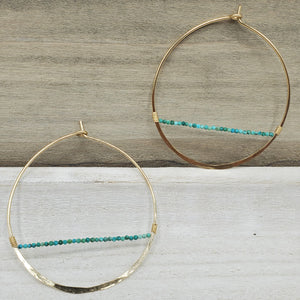 Turquoise Horizon Gold Hoop Earrings