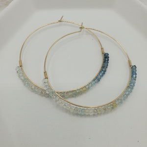 Moss Aquamarine Dipped Hoops on Gold