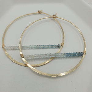 Moss Aquamarine Horizon gold Hoops