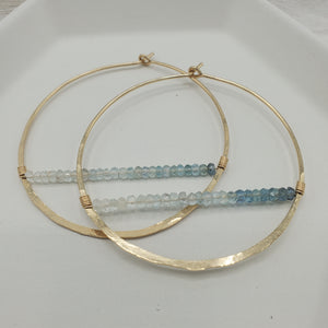 Moss Aquamarine Horizon gold Hoops