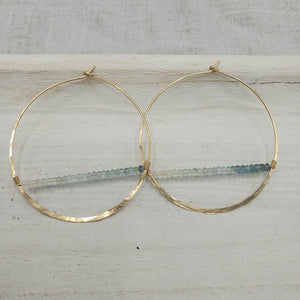 Moss Aquamarine Horizon gold Hoops