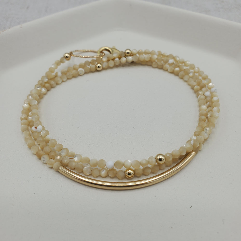 Amara Wrap Bracelet or Necklace with Mother of Pearl