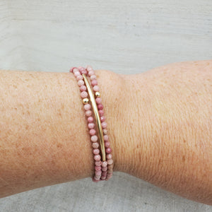 Amara Wrap Bracelet or Necklace with Rhodonite