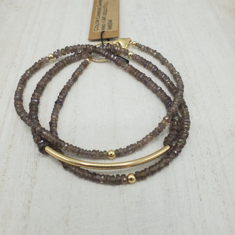 Amara Wrap Bracelet or Necklace with Color Change Garnet