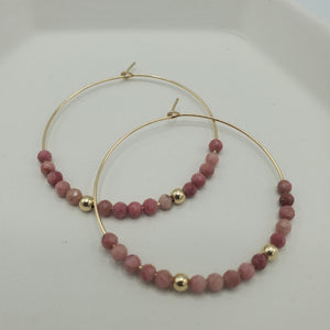 Amara Hoop Earrings with Rhodonite