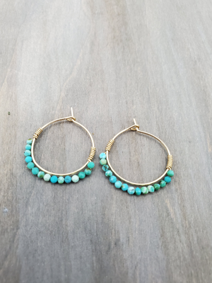 Turquoise Beaded Mini Hoop