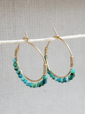 Turquoise Beaded Mini Hoop