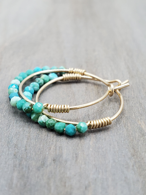 Turquoise Beaded Mini Hoop