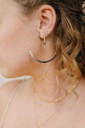 Sapphire Ombré Dipped Gold Hoop Earrings