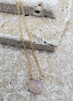 Rose Quartz Center Bead Necklace on Gold