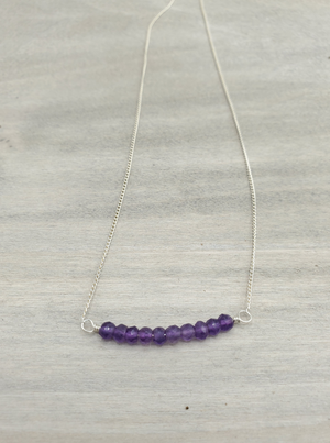 Amethyst Beaded Bar on Sterling Silver