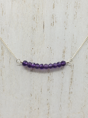 Amethyst Beaded Bar on Sterling Silver