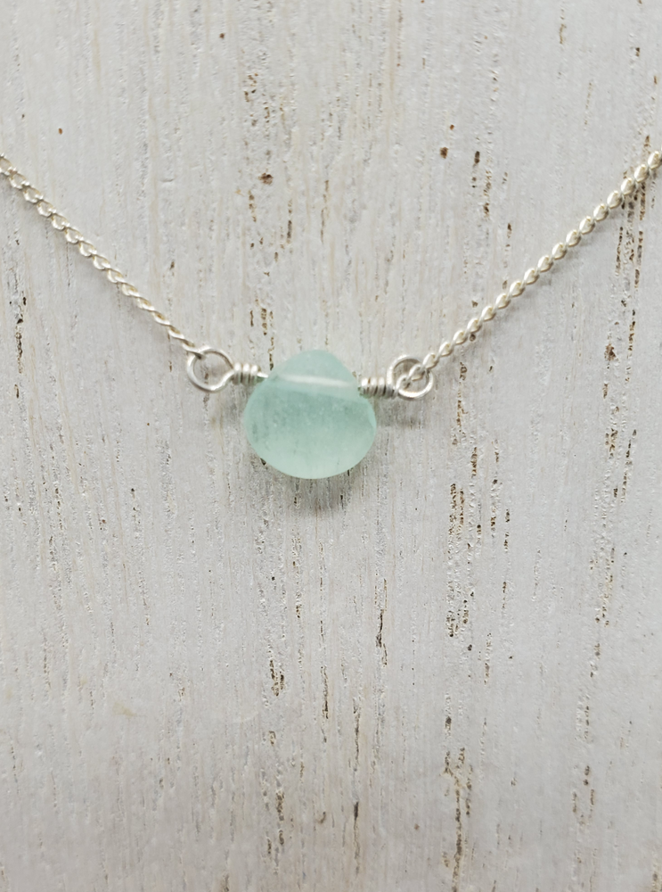 Green Chalcedony Center Bead Necklace on Sterling Silver