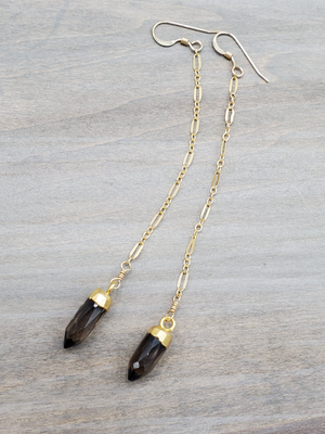 Smokey Quartz Spike Drop Earrings