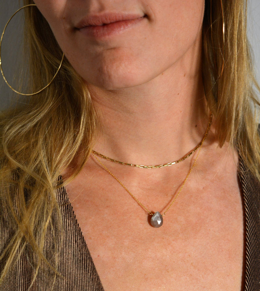 Chocolate Moonstone Center Bead Necklace on Gold