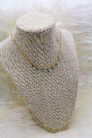 Chrysocolla Gypsy Charm Choker Gold Necklace