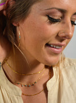 Turquoise Detail Hammered Hoops