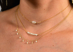 Silverite Center Bead Necklace on Gold